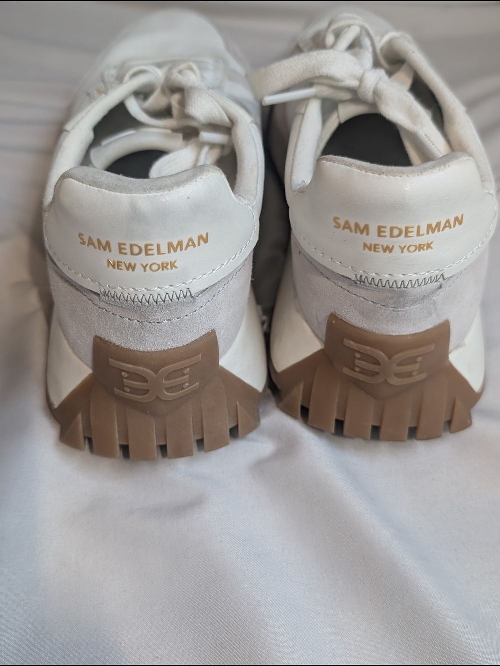 Sam Edelman Layla White and Tan Casual Sneakers - Picture 4 of 6